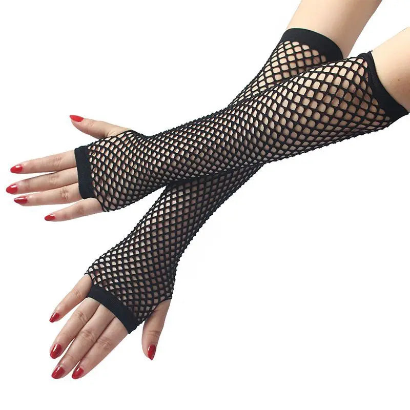 Neon Fishnet Fingerless Punk Goth Long Hollow Gloves Leg Arm Cuff Party Wear Fancy Dress for Womens Sexy Beautiful Arm